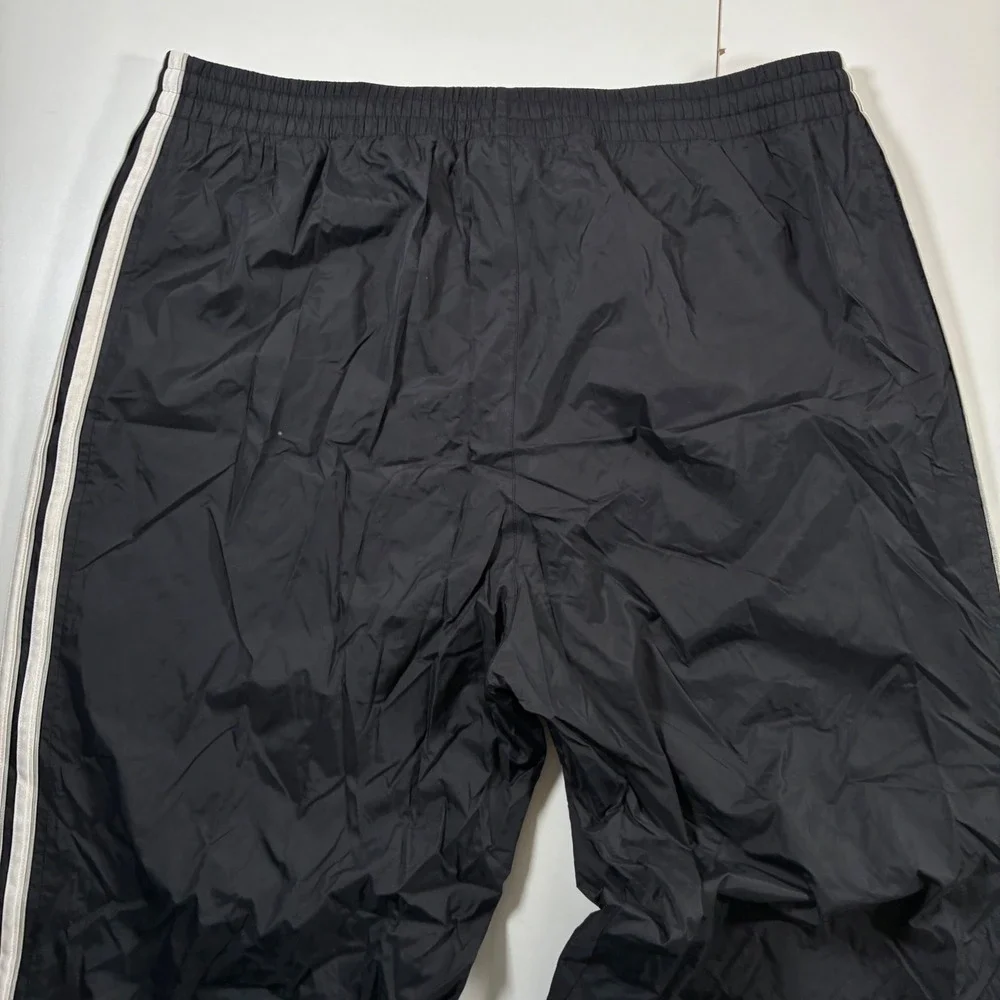 Vintage Adidas Track Pants XL Black 3-Stripe Mesh Lined Windbreaker 90s Y2K